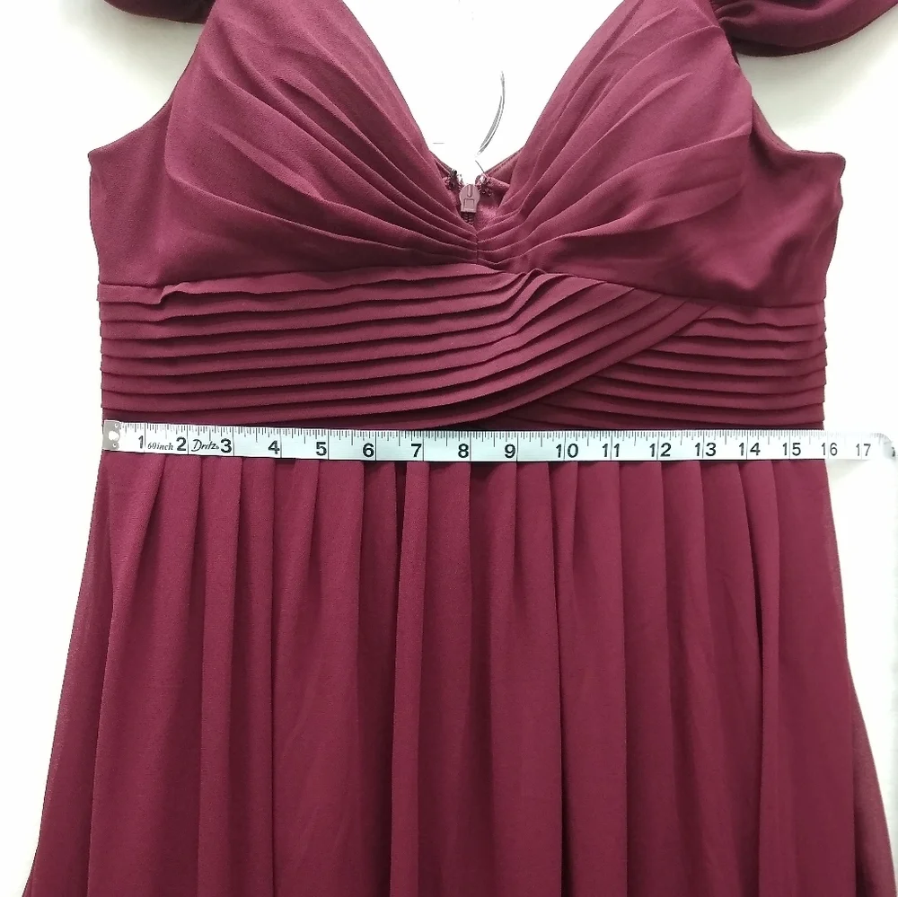 Lulus Chiffon Empire Waist Maxi Formal Dress Sz XL Make Me Move Burgundy Gown - Picture 6 of 11
